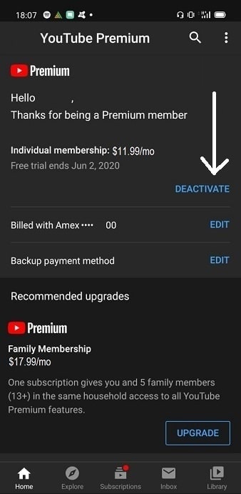 How to reactivate 3 months YouTube Premium Free Trial