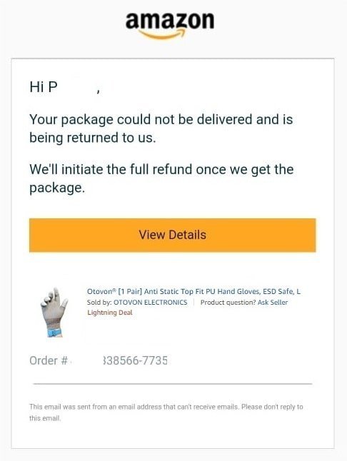 Refund processing starts only after the package reaches Amazon warehouse