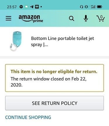 Amazon does not accept returns after 30 days