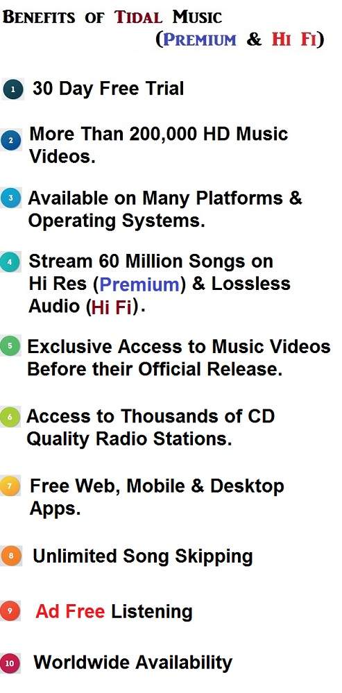 Advantages of Tidal Music Premium and Hi Fi
