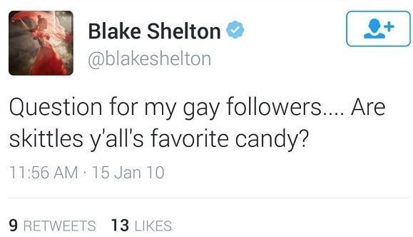 Blake Shelton homophobic tweets