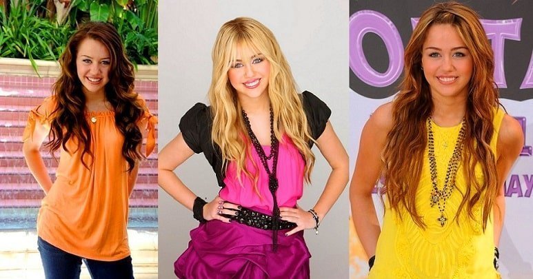 Miley Cyrus looks in Hannah Montana