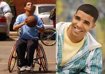 Drake acted as a disabled wheelchair guy in Canadian sitcom Degrassi