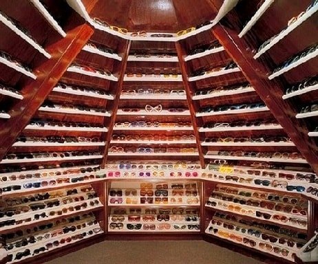 Elton John has a hotel suite dedicated to his sun glasses.