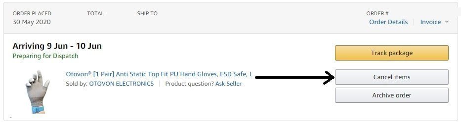 Cancelling a purchased Amazon Order