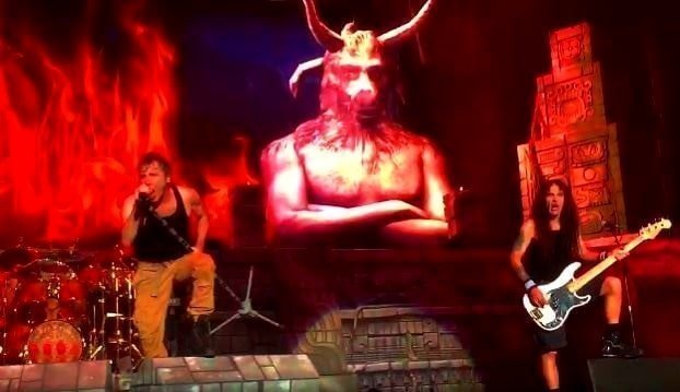 Most Iron Maiden stage sets have scary Eddie mascots or creatures with horns