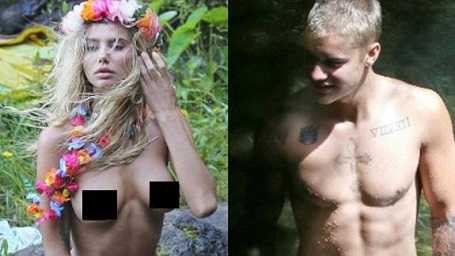 Justin Bieber making out with Sahara Ray