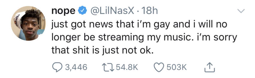 Lil Nas x is openly gay