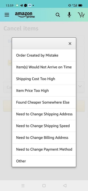 What is the reason for cancelling your Amazon purchase