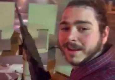 Post Malone drives a machine gun mounted car