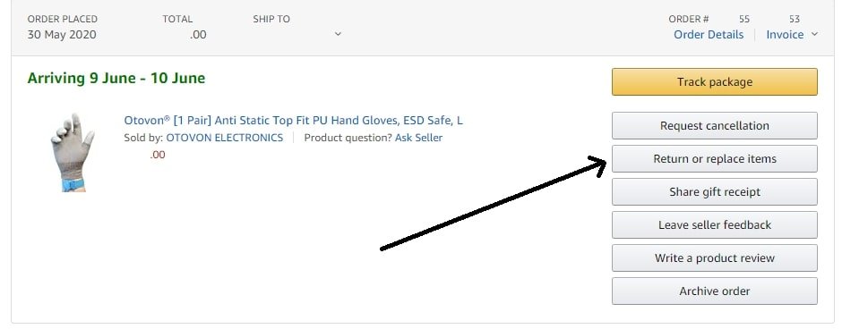 How to return a parcel through Amazon website