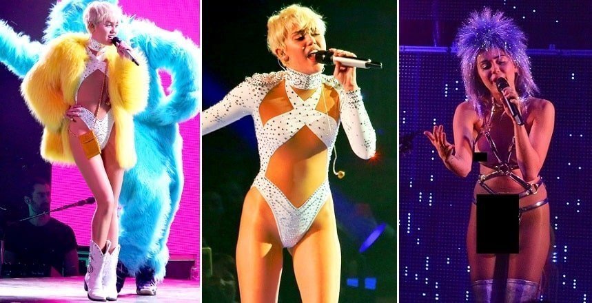 Horny Miley Cyrus bear dress live performance