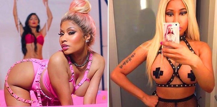 Topless Nicki Minaj doggy pose