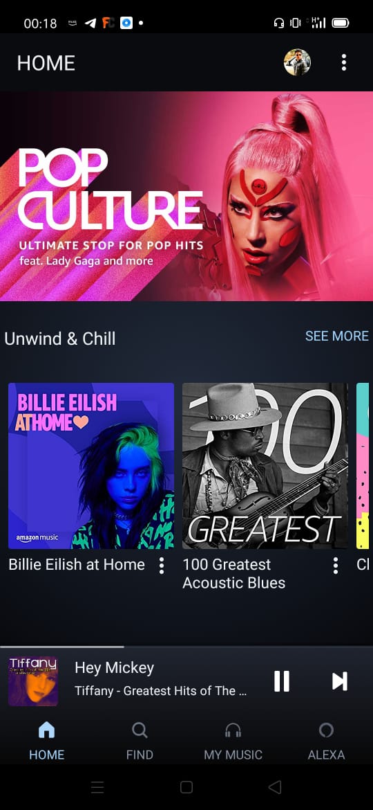 Screenshot of Amazon Music Unlimited app