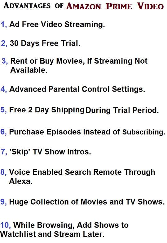 Benefits of amazon prime video