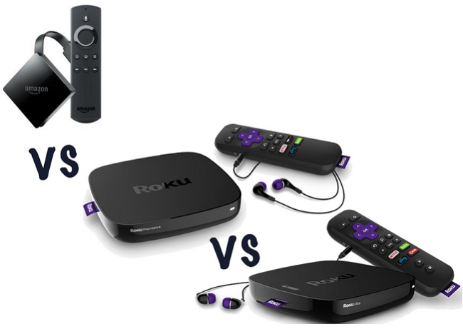 difference between amazon fire tv 4k, Roku Express, Roku express plus