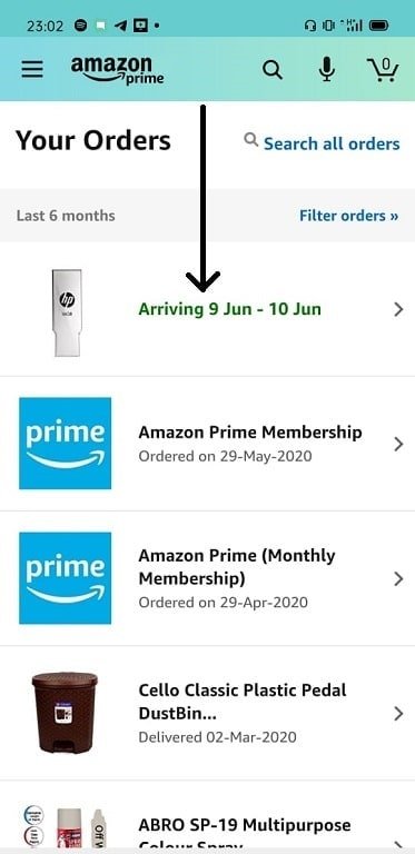 How to cancel an order through Amazon app