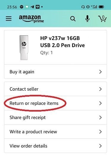 Simple steps to return an Amazon order through the app