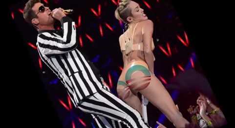 Miley Cyrus twerking Robin Thicke