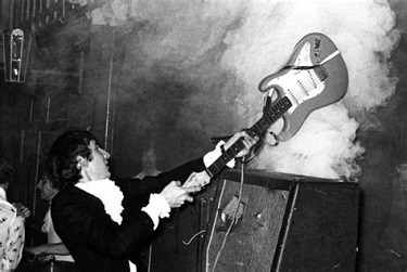 Pete Townshend suffered permanent scars on face and ears after drum explosion.
