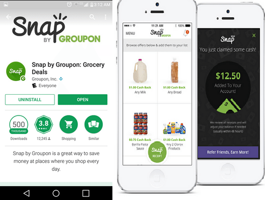earn cashback shopping through snap app by groupon
